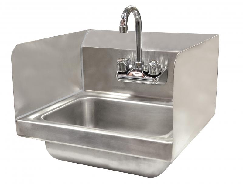 Wall Mounted Hand Sink with Faucet and Side Splashes